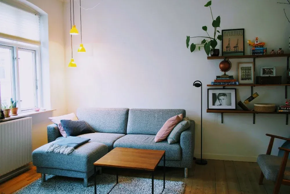 The modern lounge of our fully-featured Airbnb in the Latin Quarter