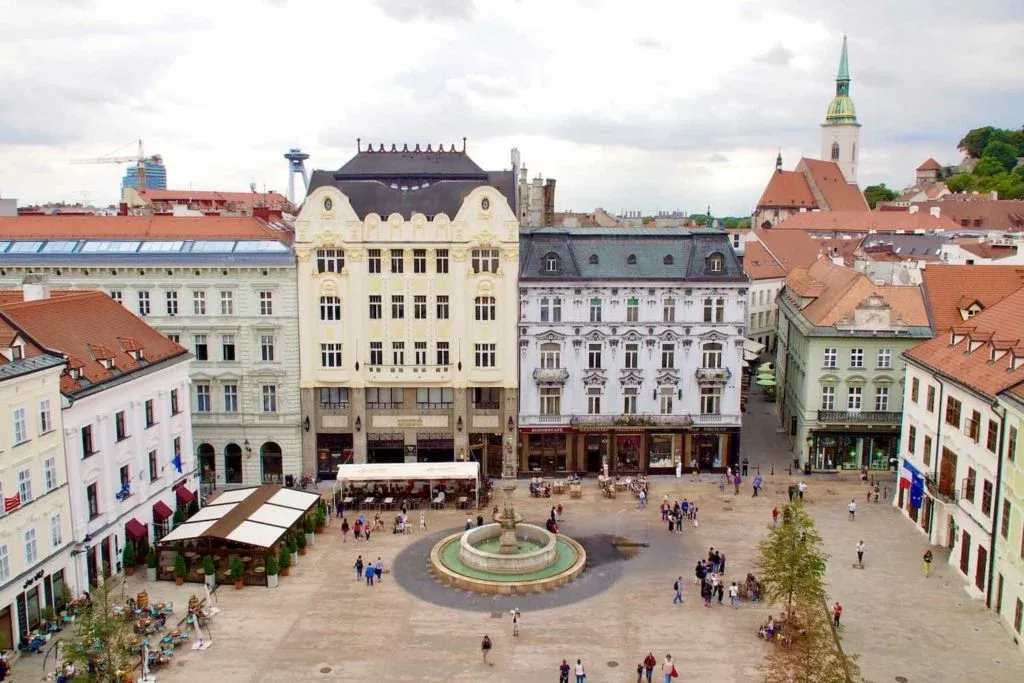 Hlavné námestie, literally ‘Main Square’ in Bratislava, Slovakia