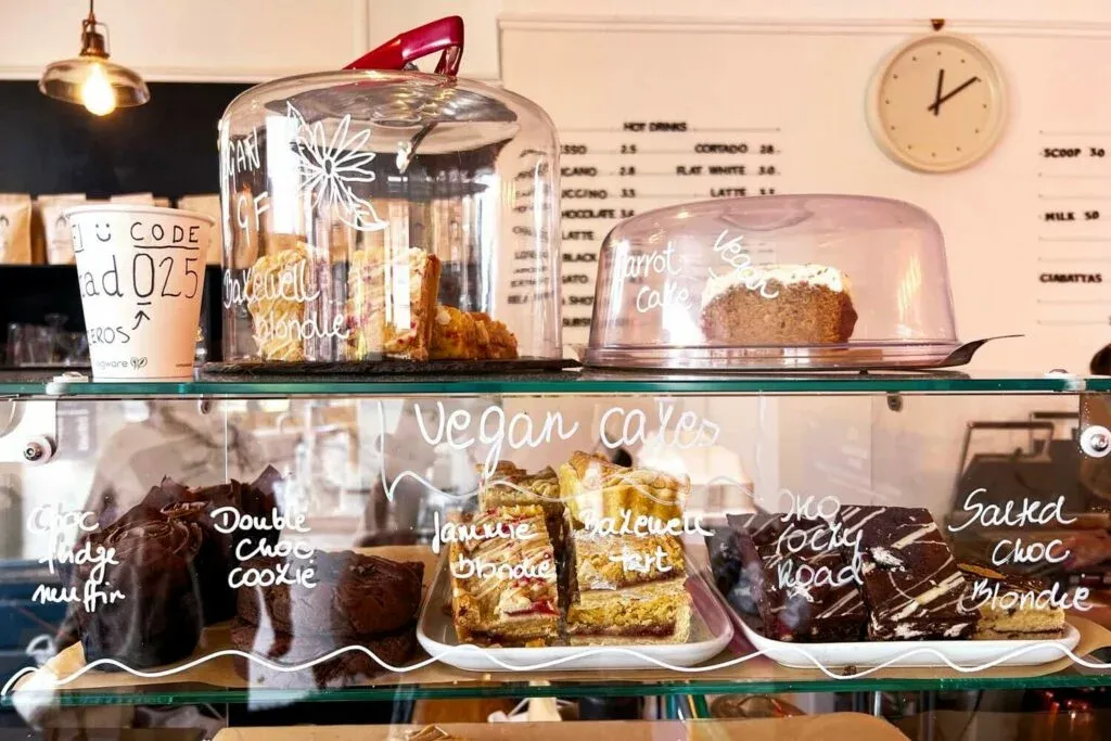 The selection of vegan cakes at Cup & Cone, Inverness