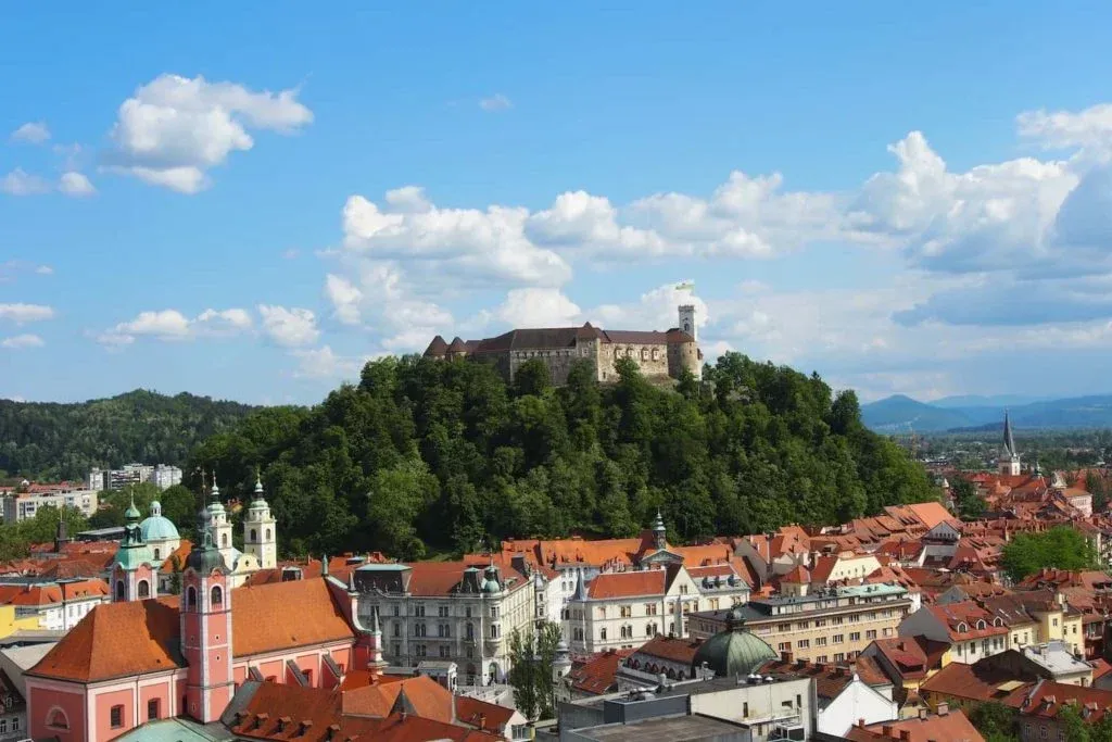 Ljubljana Castle as seen from the top of the Skyscraper