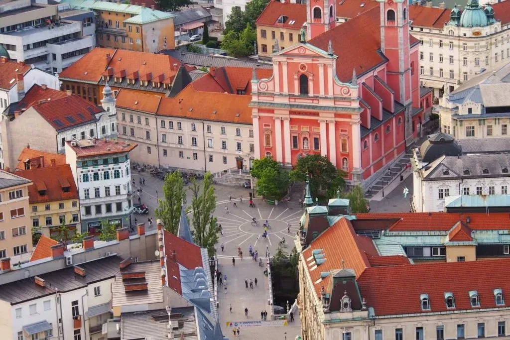 Views of Prešeren Square from Ljubljana Castle