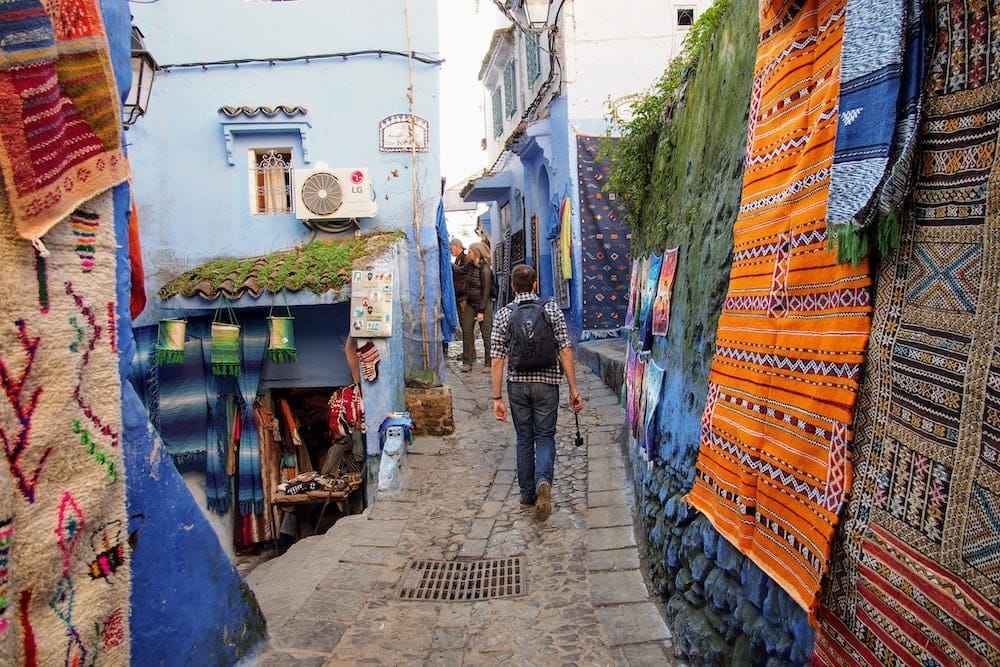 Chefchaouen, where a majority of the buildings are painted blue.