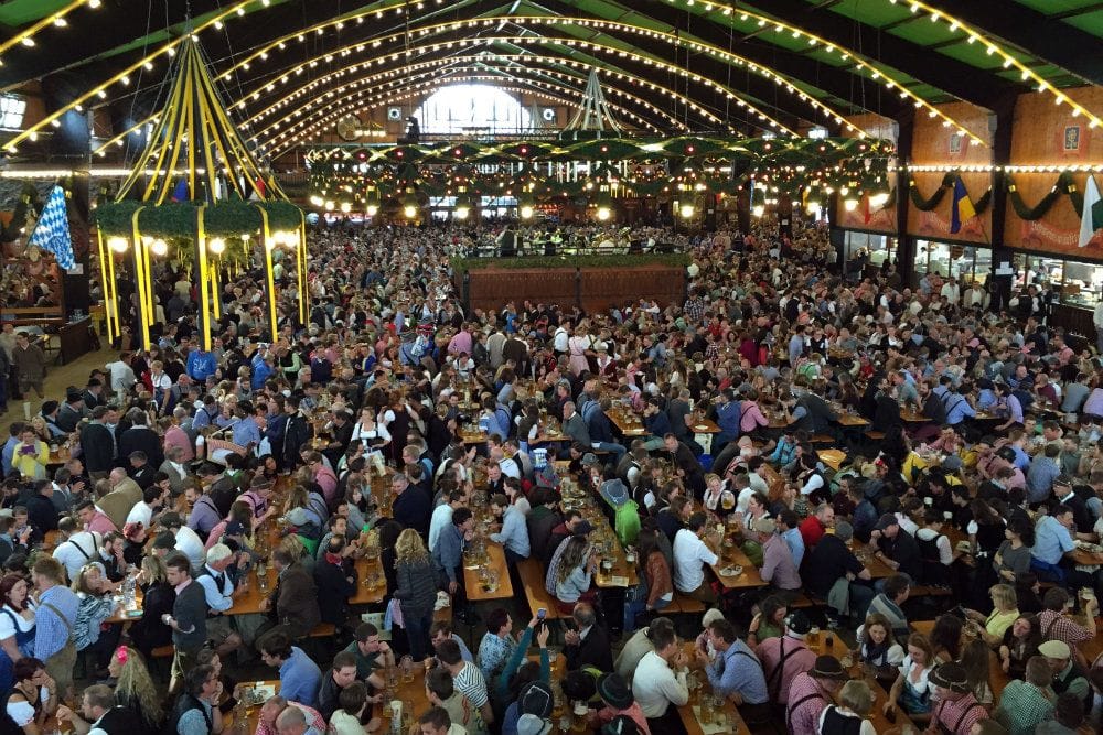 The full scale of an Oktoberfest tent