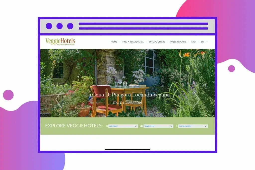 VeggieHotels has hundreds of vegan hotels in their database